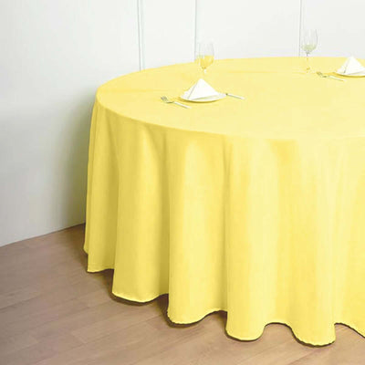 Polyester Round Tablecloth 120" Yellow - Durable & Seamless Table Cover