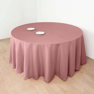 Polyester Round Tablecloth 132" Dusty Rose - Seamless Finish Table Cover