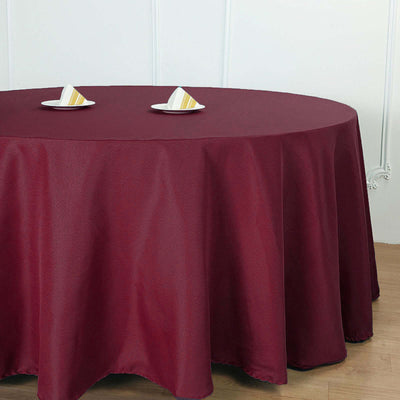 Polyester Round Tablecloth 132" Burgundy - Seamless Finish Table Cover
