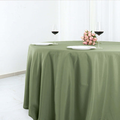 Polyester Round Tablecloth 132" Dusty Sage Green - Seamless Finish Table Cover