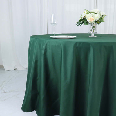 Polyester Round Tablecloth 132" Hunter Emerald Green - Seamless Finish Table Cover
