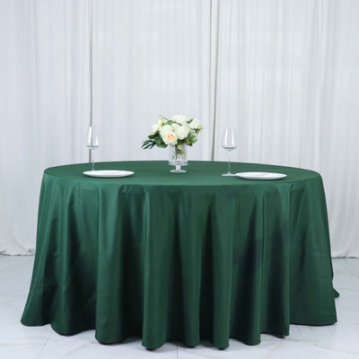 Polyester Round Tablecloth 132" Hunter Emerald Green - Seamless Finish Table Cover