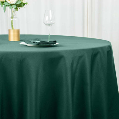 Premium Polyester Round Tablecloth 132" Hunter Emerald Green - Seamless 220GSM Table Cover