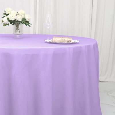 Polyester Round Tablecloth 132" Lavender Lilac - Seamless Finish Table Cover