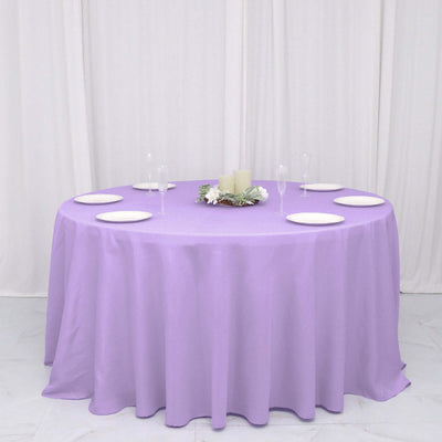 Polyester Round Tablecloth 132" Lavender Lilac - Seamless Finish Table Cover