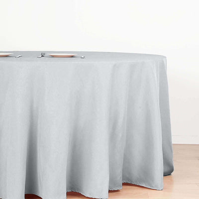 Polyester Round Tablecloth 132" Silver - Seamless Finish Table Cover