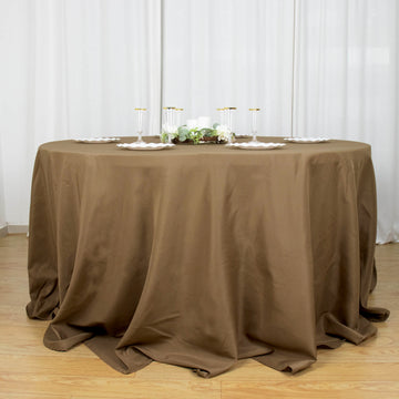 Elevate Your Event with the Taupe Seamless Polyester Round Tablecloth