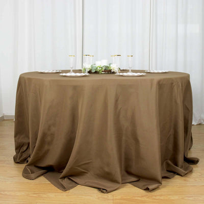 Polyester Round Tablecloth 132" Taupe - Seamless Finish Table Cover