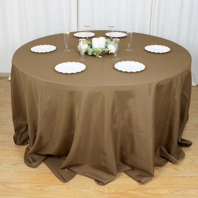 Polyester Round Tablecloth 132" Taupe - Seamless Finish Table Cover