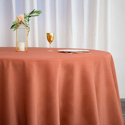 Polyester Round Tablecloth 132" Terracotta (Rust) - Seamless Finish Table Cover
