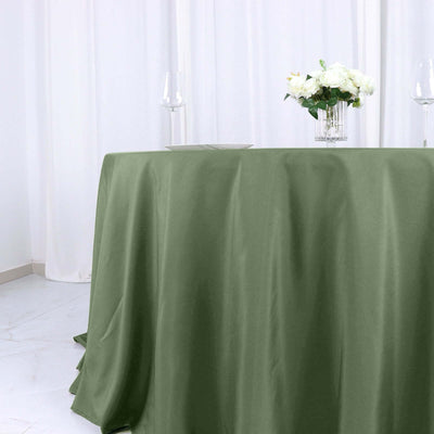Polyester Round Tablecloth 132" Olive Green - Seamless Finish Table Cover