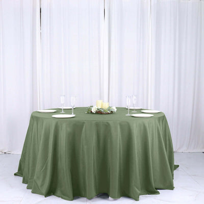Polyester Round Tablecloth 132" Olive Green - Seamless Finish Table Cover