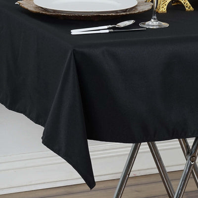 Premium Polyester Square Tablecloth 54"x54" Black - 220GSM Wrinkle-Resistant & Durable Table Cover for Weddings and Parties