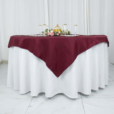 Premium Polyester Square Table Overlay 54"x54" Burgundy - 220GSM Wrinkle-Resistant Table Topper