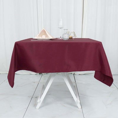 Premium Polyester Square Tablecloth 54"x54" Burgundy - 220GSM Wrinkle-Resistant Table Cover
