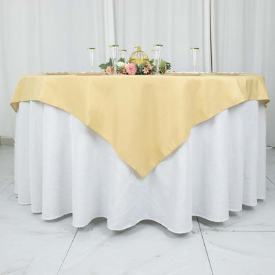 Premium Polyester Square Table Overlay 54"x54" Champagne - 220GSM Wrinkle-Resistant Table Topper