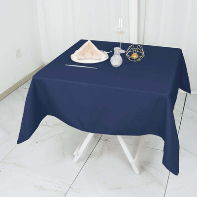 Premium Polyester Square Tablecloth 54"x54" Navy Blue - 220GSM Wrinkle-Resistant Table Cover