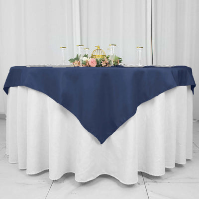 Premium Polyester Square Table Overlay 54"x54" Navy Blue - 220GSM Wrinkle-Resistant Table Topper