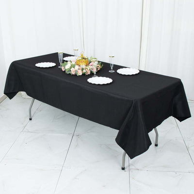 Premium Polyester Rectangle Tablecloth 54"x96" Black - 220GSM Stain-Proof Table Cover