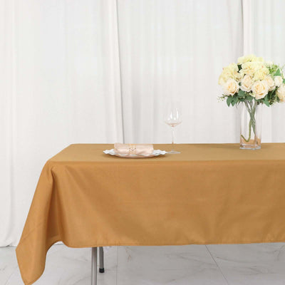 Polyester Rectangle Tablecloth 54"x96" Gold - Linen Texture Table Cover