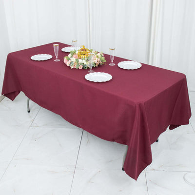 Premium Polyester Rectangle Tablecloth 60"x102" Burgundy - 220GSM Wrinkle-Resistant Table Cover