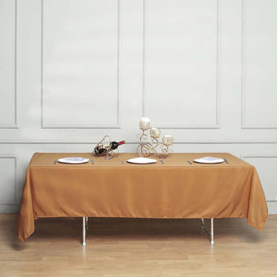 Polyester Rectangle Tablecloth 60"x102" Gold with Wrinkle-Resistant Finish - Ideal for Parties