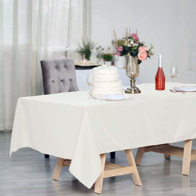 Polyester Rectangle Tablecloth 60"x102" Ivory - Wrinkle-Resistant Finish