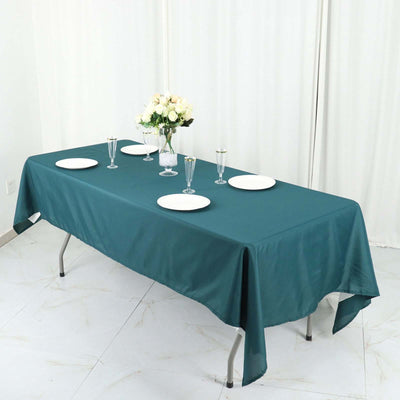 Polyester Rectangle Tablecloth 60"x102" Peacock Teal - Wrinkle-Resistant Finish
