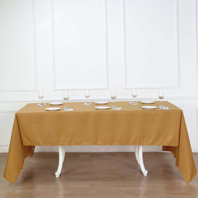 Polyester Rectangle Tablecloth 60"x126" Gold - Durable and Wrinkle-Resistant Table Cover for Weddings & Events