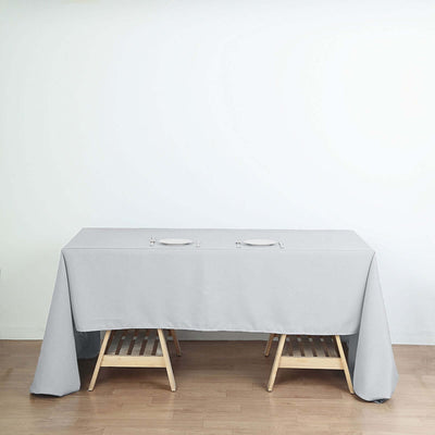 Polyester Rectangle Tablecloth 60"x126" Silver - Durable & Wrinkle-Resistant Table Cover