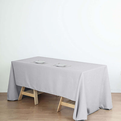 Polyester Rectangle Tablecloth 60"x126" Silver - Durable & Wrinkle-Resistant Table Cover