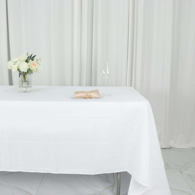 Polyester Rectangle Tablecloth 60"x126" White - Durable and Wrinkle-Resistant Table Cover for Weddings & Events