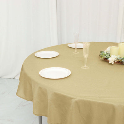 Polyester Round Tablecloth 70" Champagne - Linen Texture Table Cover