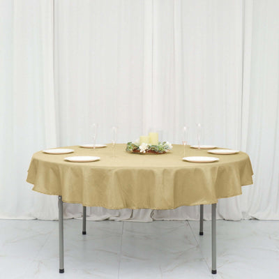Polyester Round Tablecloth 70" Champagne - Linen Texture Table Cover