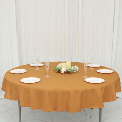 Polyester Round Tablecloth 70" Gold with Linen Texture - Sophisticated Decor for Everyday Use