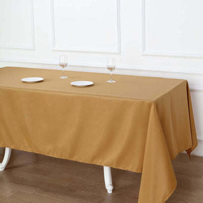 Polyester Rectangle Tablecloth 72"x120" Gold with Wrinkle-Resistant Finish - Reusable and Polished Table Cover for Weddings & Events