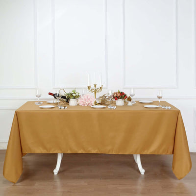 Polyester Rectangle Tablecloth 72"x120" Gold with Wrinkle-Resistant Finish - Reusable and Polished Table Cover for Weddings & Events