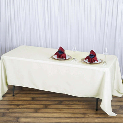 Premium Polyester Rectangle Tablecloth 72"x120" Ivory - 220GSM Wrinkle-Resistant & Durable Table Cover