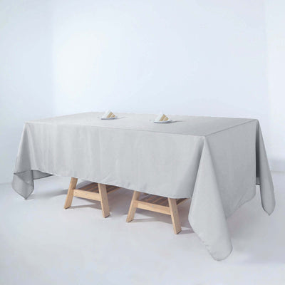 Polyester Rectangle Tablecloth 72"x120" Silver with Wrinkle-Resistant Finish - Reusable Table Cover