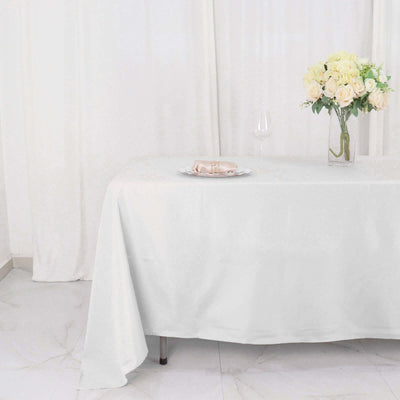 Polyester Rectangle Tablecloth 72"x120" White with Wrinkle-Resistant Finish - Reusable and Polished Table Cover for Weddings & Events