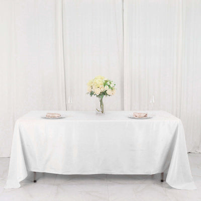 Polyester Rectangle Tablecloth 72"x120" White with Wrinkle-Resistant Finish - Reusable and Polished Table Cover for Weddings & Events