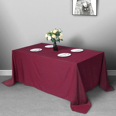 Polyester Rectangle Tablecloth 90"x132" Burgundy with Seamless Finish