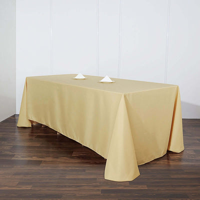 Polyester Rectangle Tablecloth 90"x132" Champagne with Seamless Finish