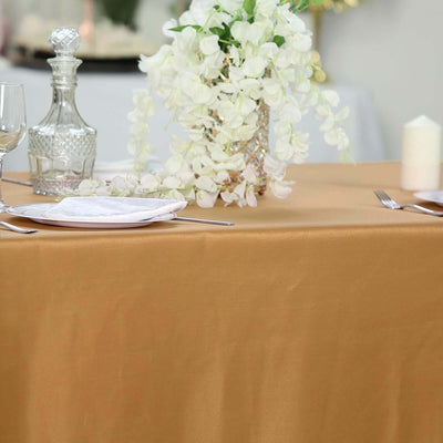 Polyester Rectangle Tablecloth 90"x132" Gold with Seamless Finish - Sophisticated Style for Wedding Receptions