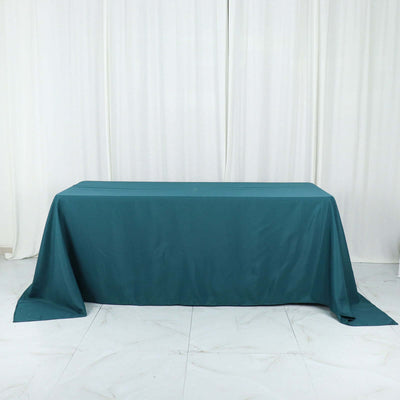 Polyester Rectangle Tablecloth 90"x132" Peacock Teal with Seamless Finish