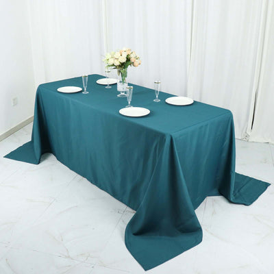 Polyester Rectangle Tablecloth 90"x132" Peacock Teal with Seamless Finish