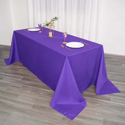 Polyester Rectangle Tablecloth 90"x132" Purple with Seamless Finish