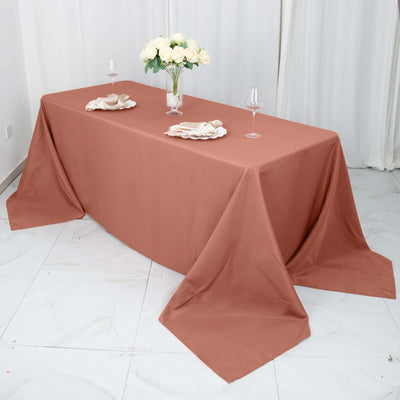 Premium Polyester Rectangle Tablecloth 90"x132" Terracotta (Rust) - Seamless 220GSM Wrinkle-Resistant & Durable Fabric