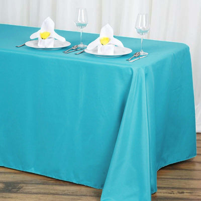 Polyester Rectangle Tablecloth 90"x132" Turquoise with Seamless Finish