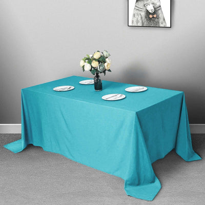 Polyester Rectangle Tablecloth 90"x132" Turquoise with Seamless Finish